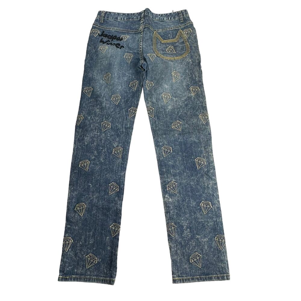 Azona Curiosity Kills the Cat women’s size L embroidered diamond jeans